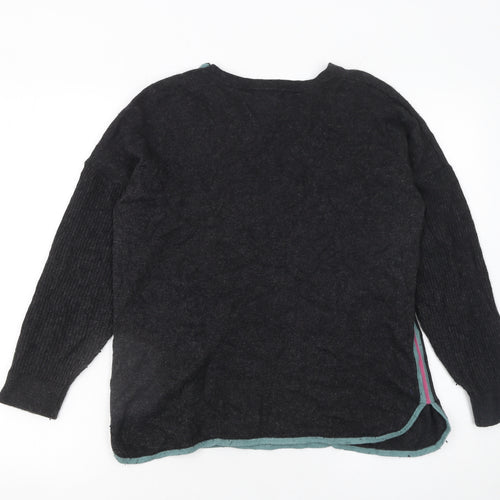 White Stuff Women's Black Wool Blend Button Shoulder Jumper UK 12