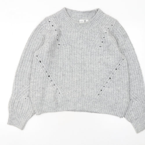 GAP Women’s Grey Chunky-Knit Crew Neck Pullover Jumper Size L