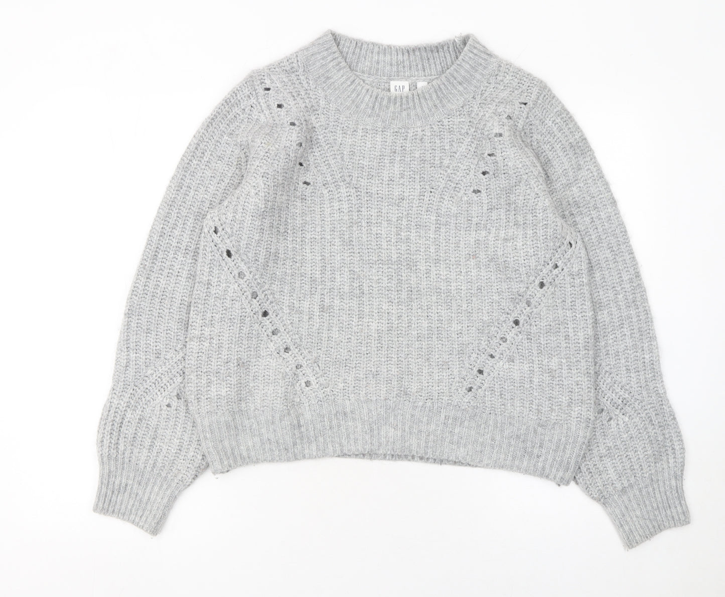 GAP Women’s Grey Chunky-Knit Crew Neck Pullover Jumper Size L