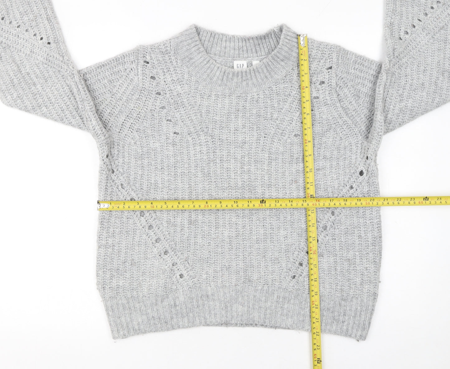 GAP Women’s Grey Chunky-Knit Crew Neck Pullover Jumper Size L
