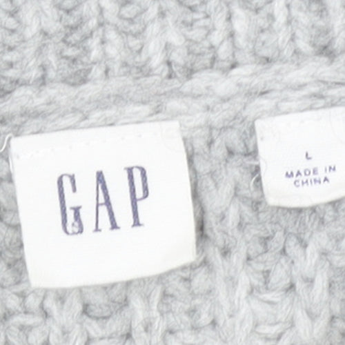GAP Women’s Grey Chunky-Knit Crew Neck Pullover Jumper Size L