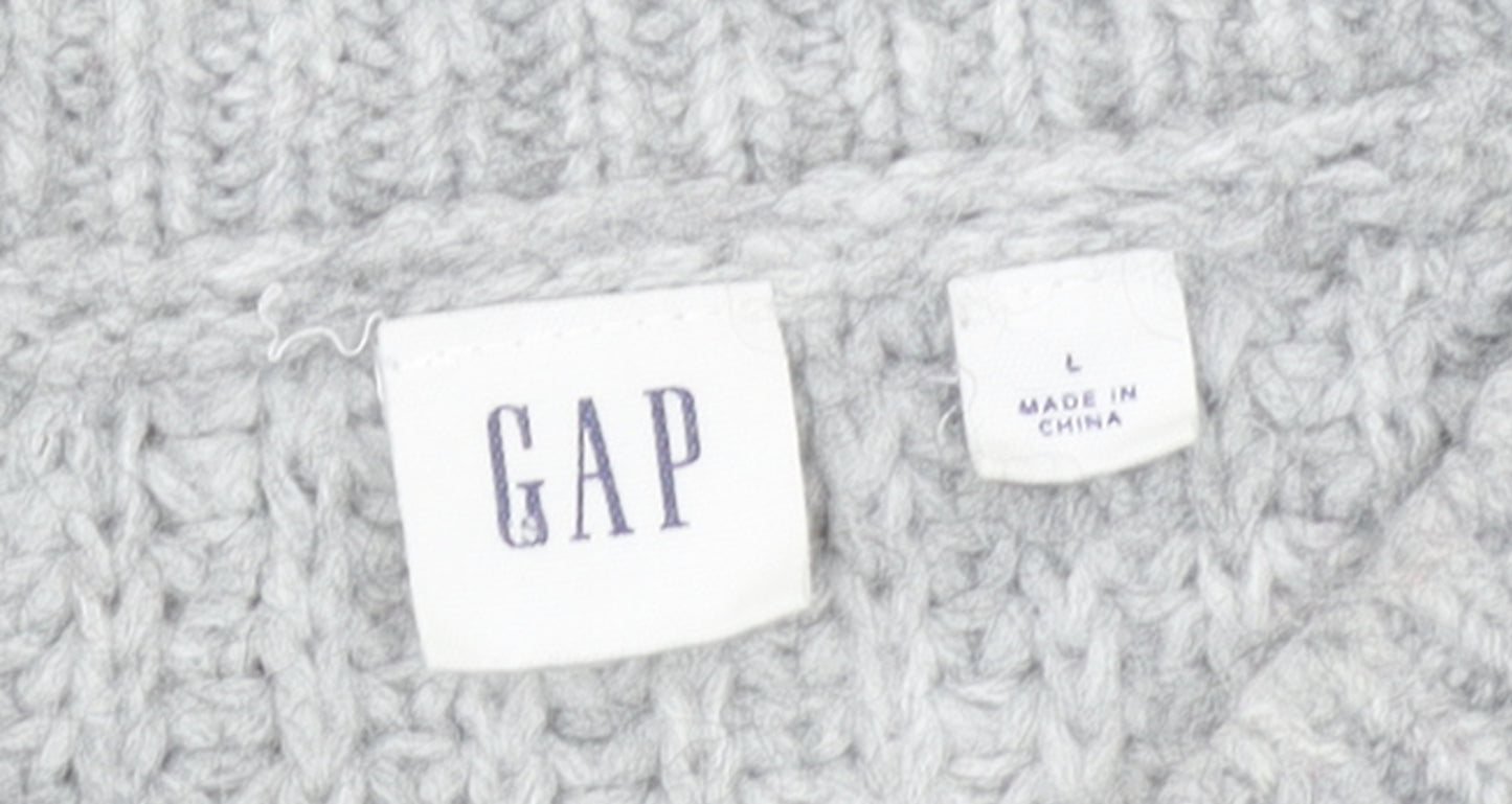 GAP Women’s Grey Chunky-Knit Crew Neck Pullover Jumper Size L