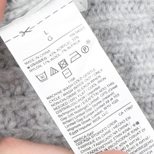 GAP Women’s Grey Chunky-Knit Crew Neck Pullover Jumper Size L