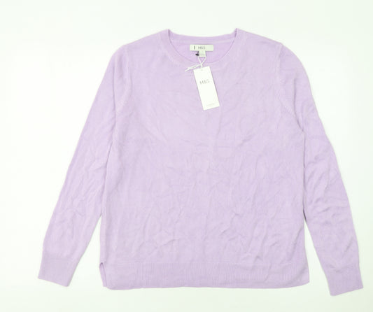 Marks and Spencer Womens Purple Cashmere Crew Neck Jumper Size 12