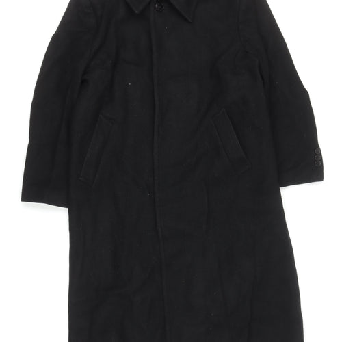 Al Zibak Women Black Wool Overcoat L Long Classic Lined