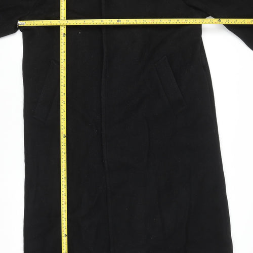 Al Zibak Women Black Wool Overcoat L Long Classic Lined