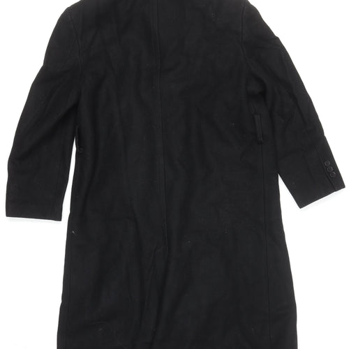 Al Zibak Women Black Wool Overcoat L Long Classic Lined