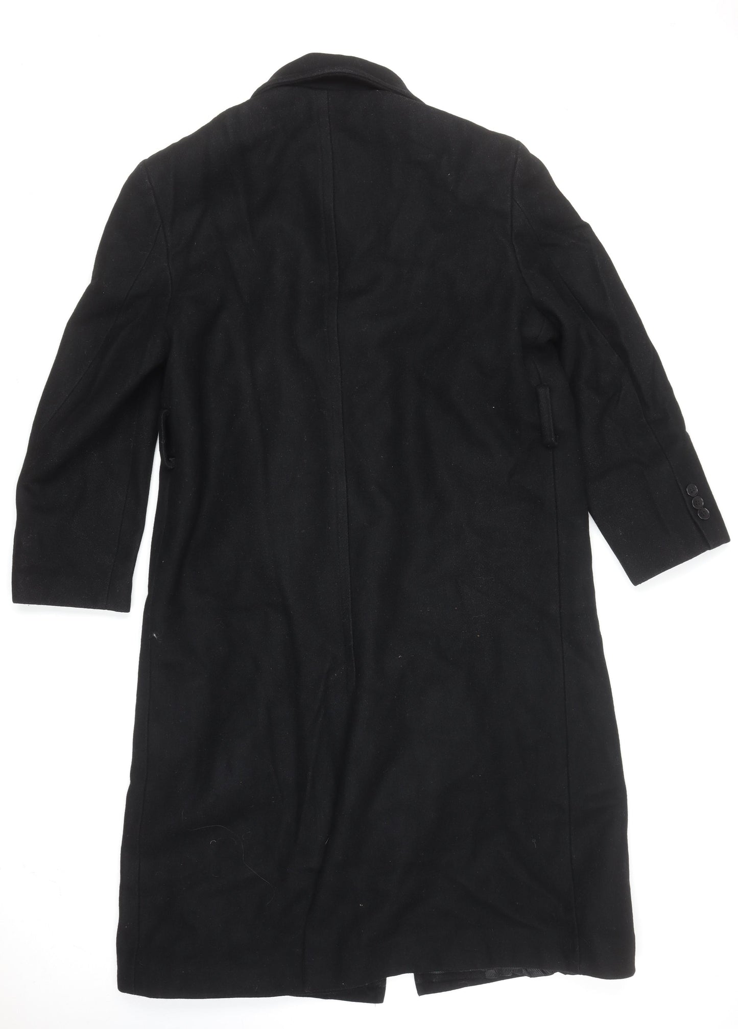 Al Zibak Women Black Wool Overcoat L Long Classic Lined