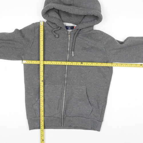 Superdry Womens Grey Full Zip Hoodie Size 12 UK Cotton Blend