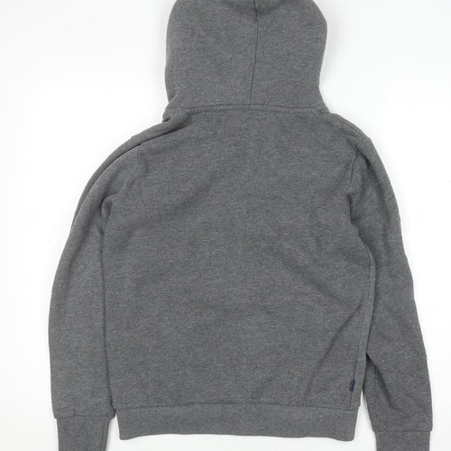 Superdry Womens Grey Full Zip Hoodie Size 12 UK Cotton Blend