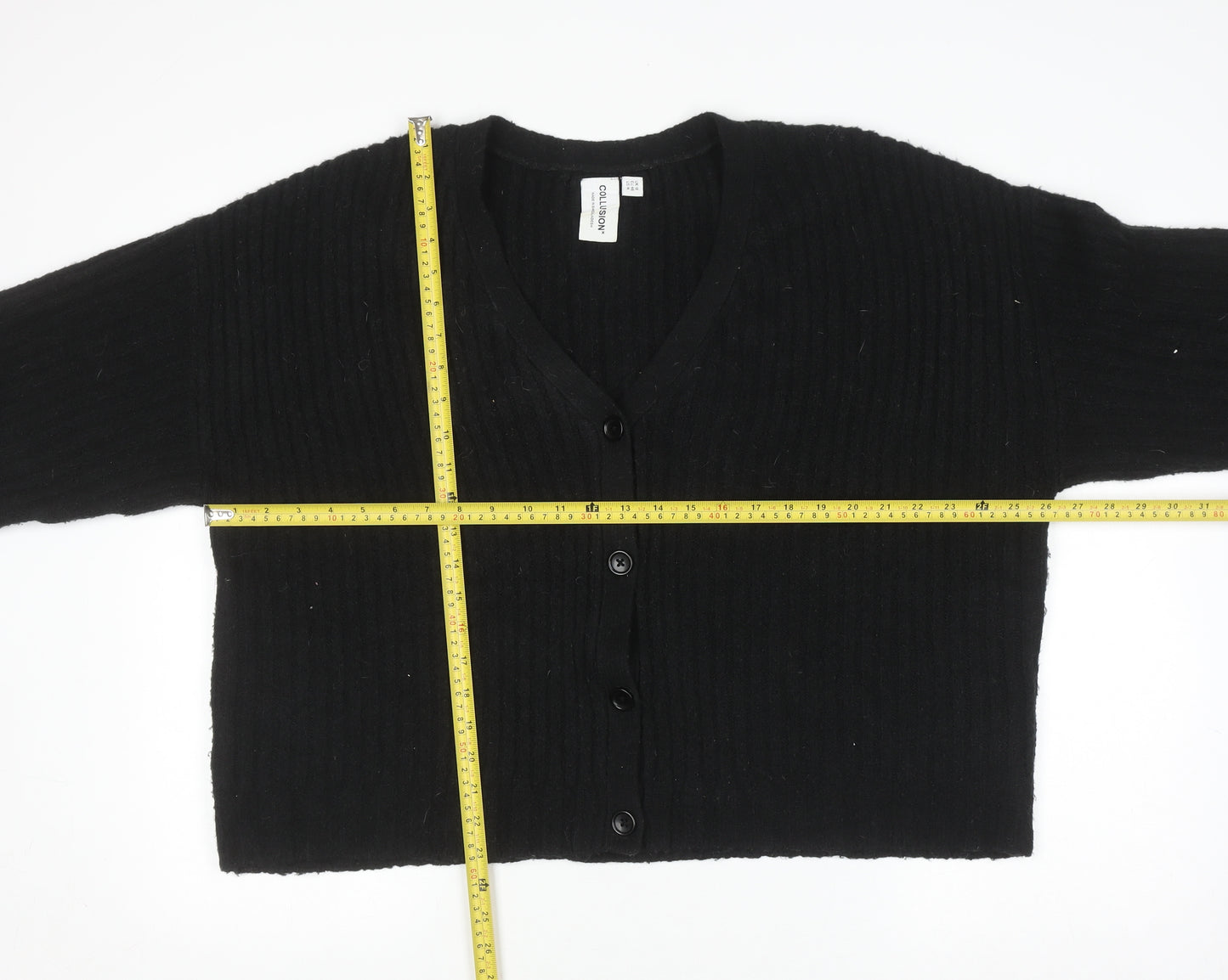 Collusion Women’s Black V-Neck Knit Button Cardigan UK 18