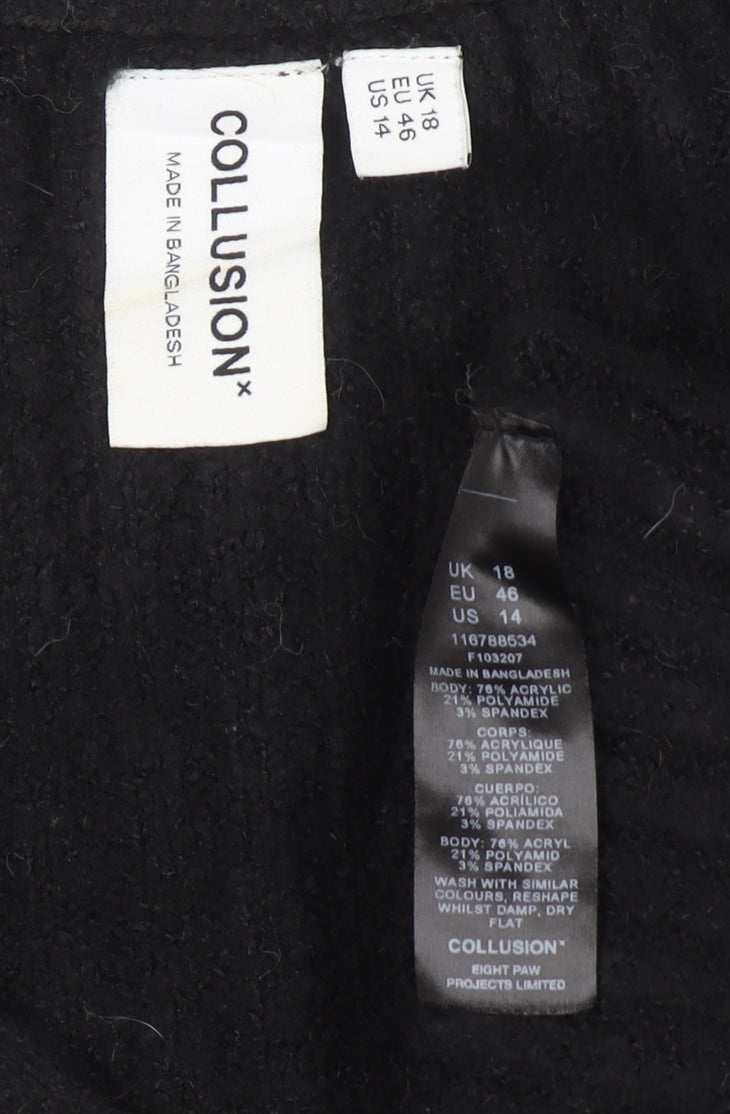 Collusion Women’s Black V-Neck Knit Button Cardigan UK 18