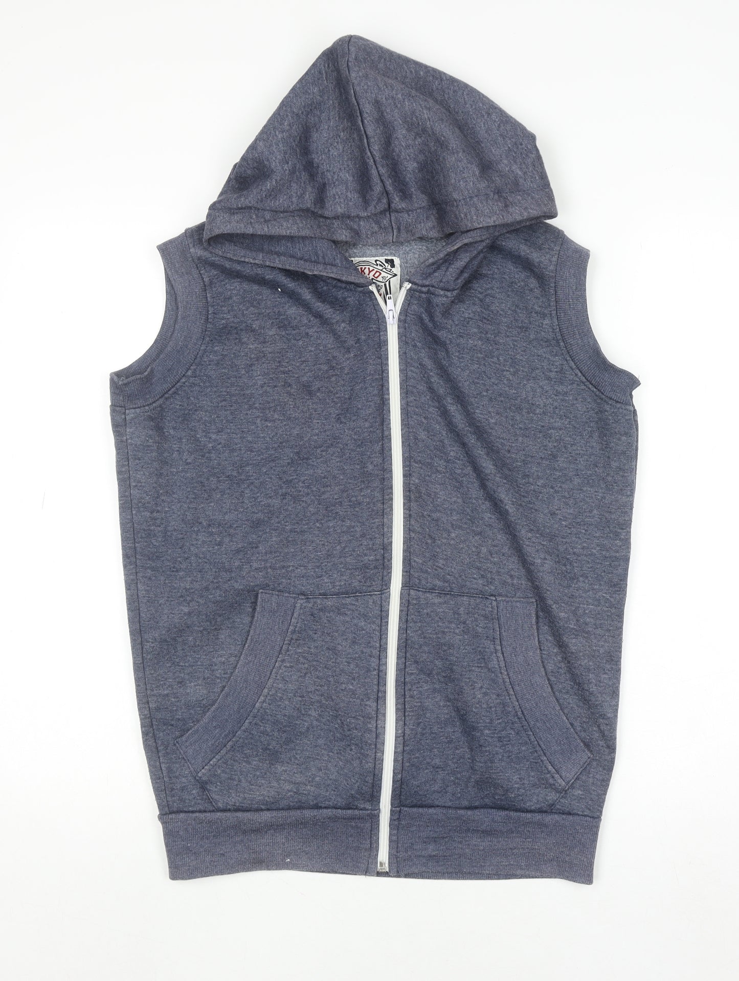 Tokyo Tigers Men's Grey Sleeveless Full Zip Hoodie Vest S