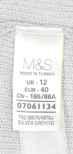 Marks and Spencer Women’s Grey 3/4 Sleeve Open Knit Cardigan Size 12