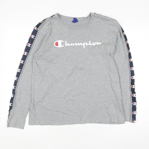 Champion Men's Grey Long Sleeve Crew Neck Sweatshirt Medium