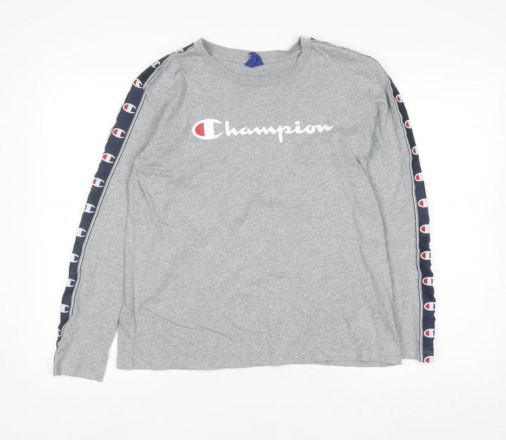 Champion Men's Grey Long Sleeve Crew Neck Sweatshirt Medium