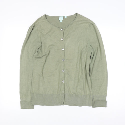 Shuishu Women's Green Long Sleeve Button Cardigan Size M