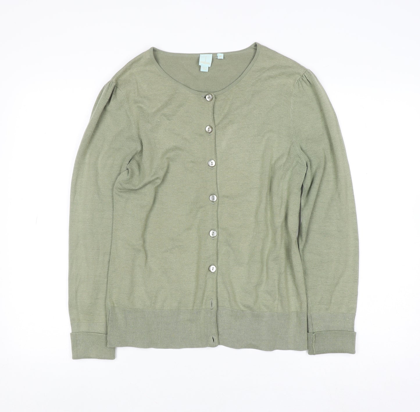 Shuishu Women's Green Long Sleeve Button Cardigan Size M