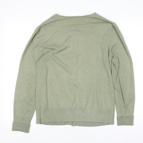 Shuishu Women's Green Long Sleeve Button Cardigan Size M