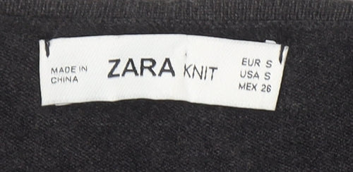Zara Women Black Ruffle Flared Sleeve Knit Jumper Size S