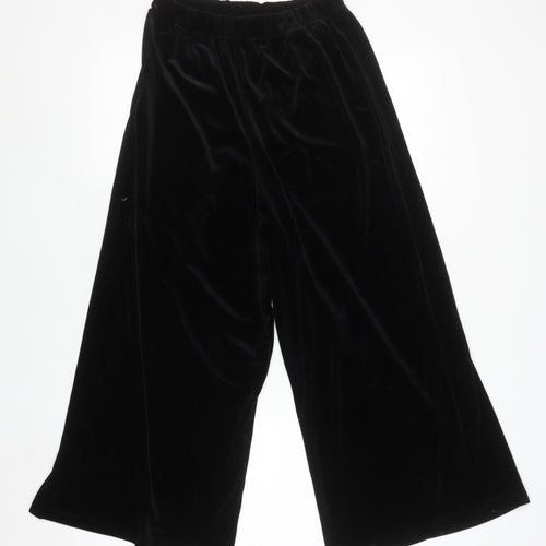 H&M Divided Black Velvet Wide-Leg Womens Trousers Size 6