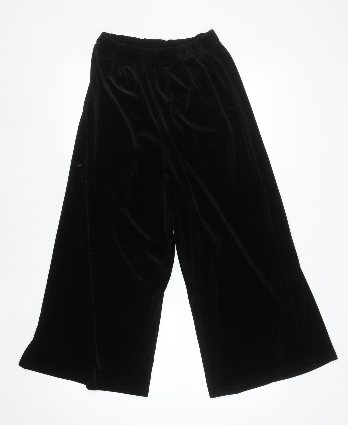 H&M Divided Black Velvet Wide-Leg Womens Trousers Size 6