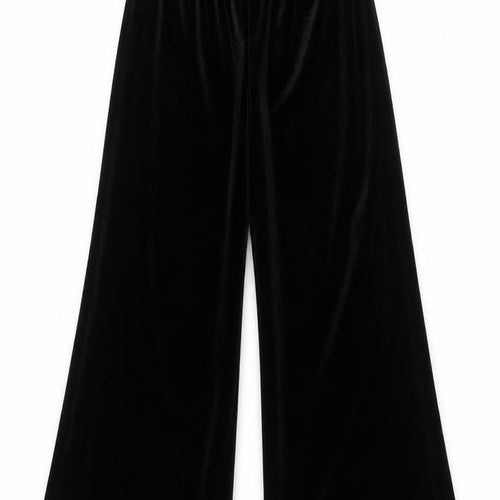 H&M Divided Black Velvet Wide-Leg Womens Trousers Size 6
