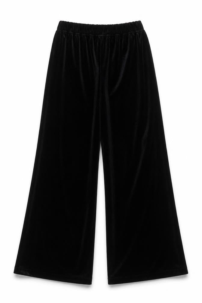 H&M Divided Black Velvet Wide-Leg Womens Trousers Size 6