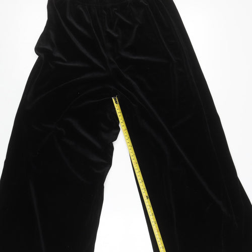 H&M Divided Black Velvet Wide-Leg Womens Trousers Size 6