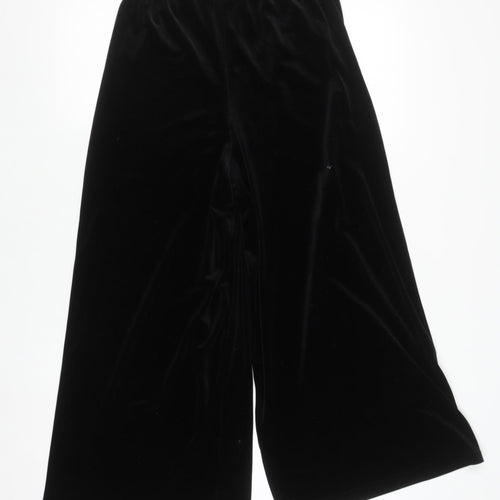 H&M Divided Black Velvet Wide-Leg Womens Trousers Size 6