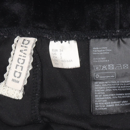 H&M Divided Black Velvet Wide-Leg Womens Trousers Size 6