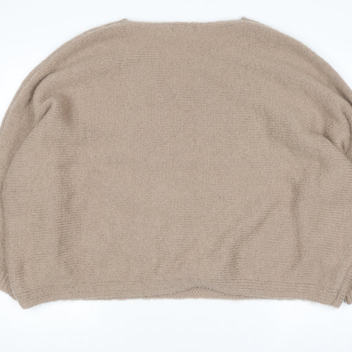 F&F Women Beige V-Neck Knit Pullover Jumper Size L