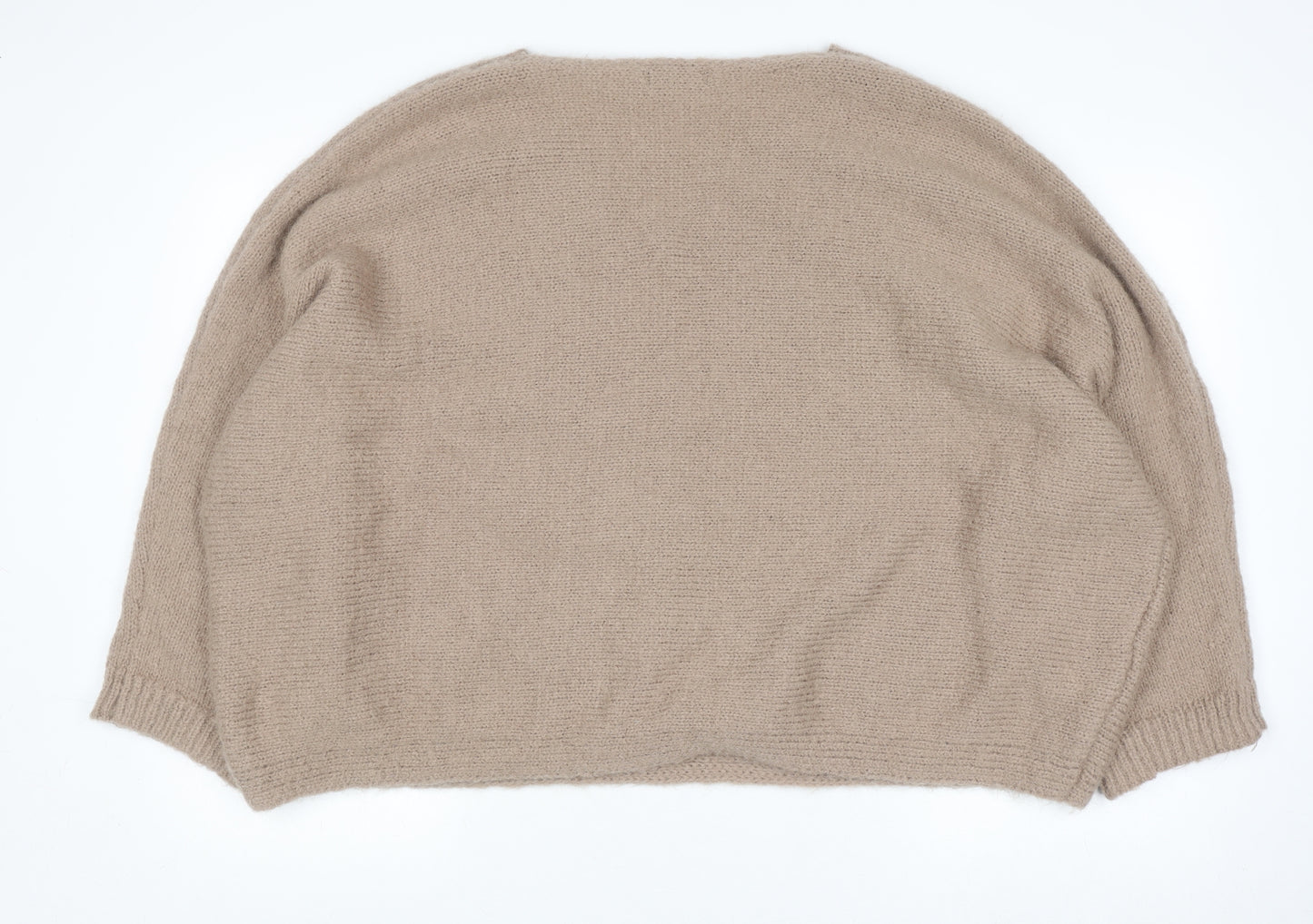 F&F Women Beige V-Neck Knit Pullover Jumper Size L