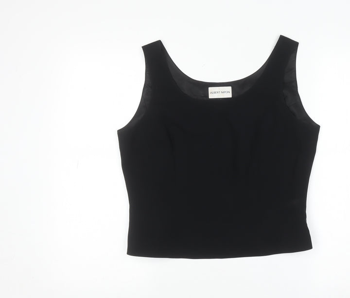 Albert Nipon Women’s Black Scoop Neck Sleeveless Formal Blouse Size 8