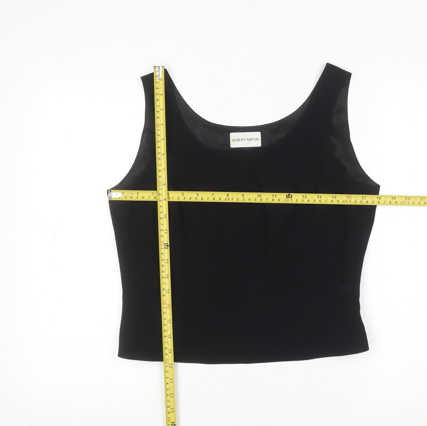 Albert Nipon Women’s Black Scoop Neck Sleeveless Formal Blouse Size 8