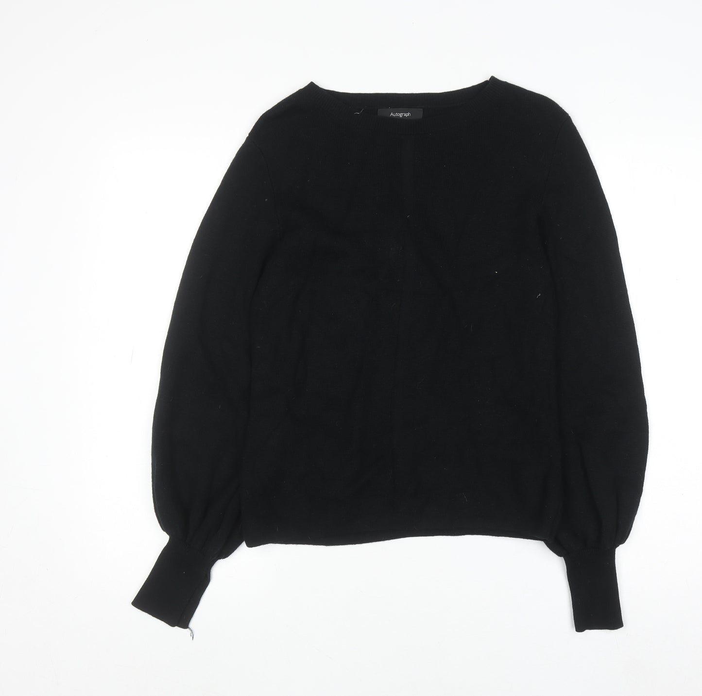 Marks and Spencer Women’s Black Wool Blend Balloon Sleeve Jumper Size 10