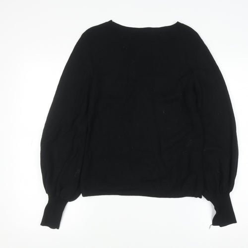 Marks and Spencer Women’s Black Wool Blend Balloon Sleeve Jumper Size 10