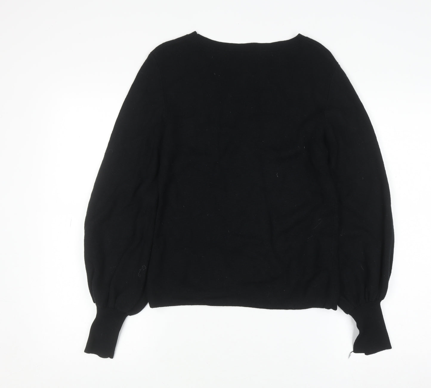 Marks and Spencer Women’s Black Wool Blend Balloon Sleeve Jumper Size 10