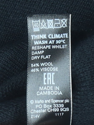 Marks and Spencer Women’s Black Wool Blend Balloon Sleeve Jumper Size 10