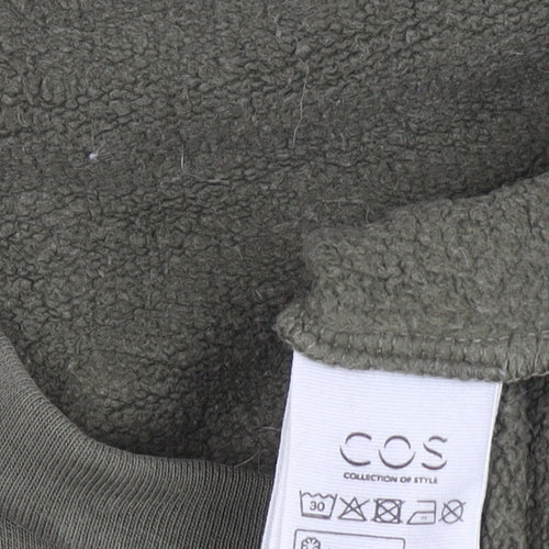 COS Women Green Silk Hem Long Sleeve Crew Neck Pullover Jumper Size S