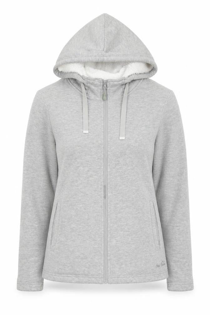 Front view of Peter Storm Women's Grey Full Zip Hoodie, size 10, Lined Warm Casual