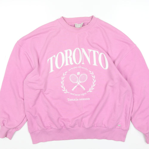 Pull & Bear Women's Pink Toronto Graphic Pullover Sweatshirt Size S