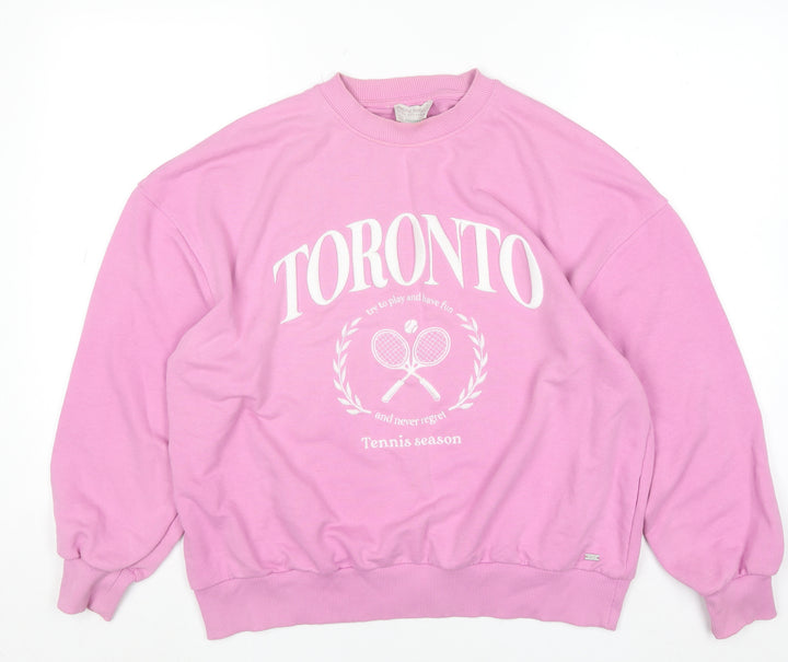 Pull & Bear Women's Pink Toronto Graphic Pullover Sweatshirt Size S