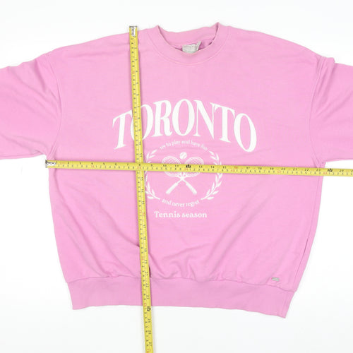 Pull & Bear Women's Pink Toronto Graphic Pullover Sweatshirt Size S