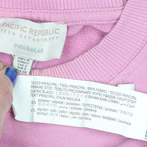 Pull & Bear Women's Pink Toronto Graphic Pullover Sweatshirt Size S