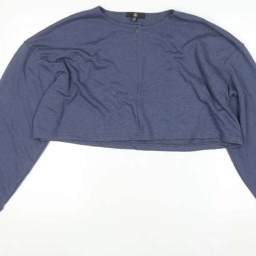 Mister A Women Blue Cropped Pullover Sweatshirt UK 16 Cotton Blend