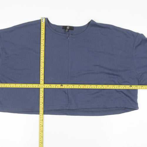 Mister A Women Blue Cropped Pullover Sweatshirt UK 16 Cotton Blend