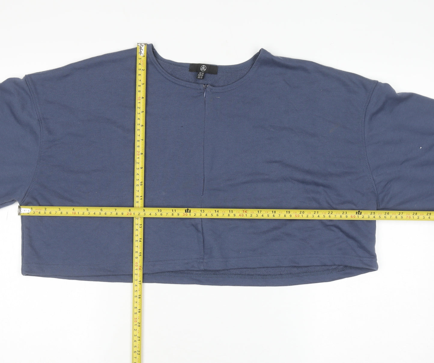 Mister A Women Blue Cropped Pullover Sweatshirt UK 16 Cotton Blend