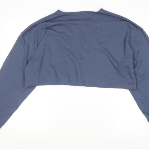 Mister A Women Blue Cropped Pullover Sweatshirt UK 16 Cotton Blend