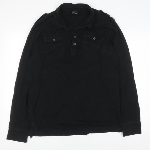 Bench Men's Black Cotton Long Sleeve Button-Up Shirt Size L